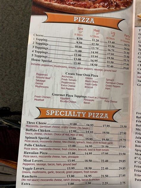 Menu for Villages Pizza .